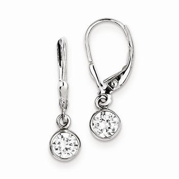 Sterling Silver CZ Leverback Earrings