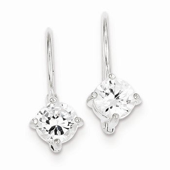 Sterling Silver CZ Leverback Earrings