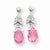 Sterling Silver Dark Pink CZ Dangle Earrings