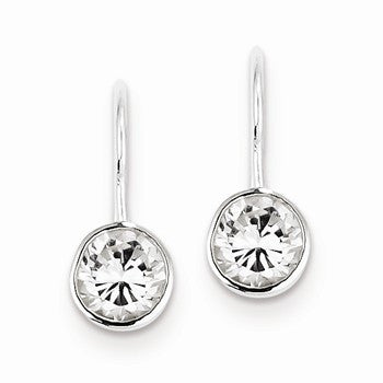 Sterling Silver CZ Leverback Earrings