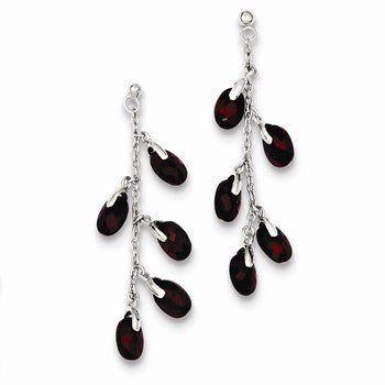 Sterling Silver with Dark Red Glass Earrings