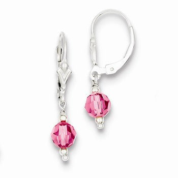 Sterling Silver Rose Swarovski Elements Leverback Earrings