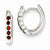 Sterling Silver Red CZ Hinged Hoop Earrings