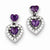 Sterling Silver Purple Clear CZ Heart Shape Earrings