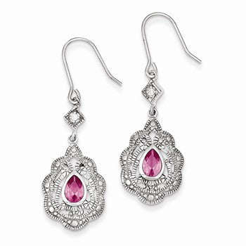 Sterling Silver Pink Clear CZ Earrings