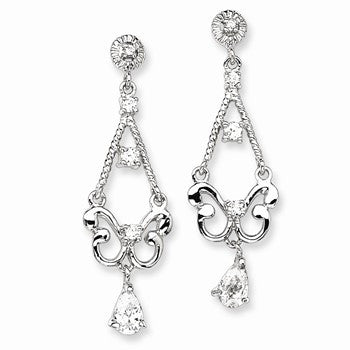 Sterling Silver CZ Ch&elier Earrings