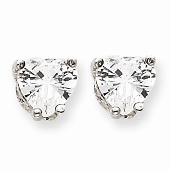 Sterling Silver Heart CZ Stud Earrings