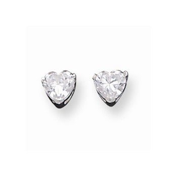 Sterling Silver 5mm Heart CZ Stud Earrings