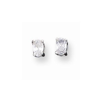 Sterling Silver 3x5mm Oval CZ Stud Earrings