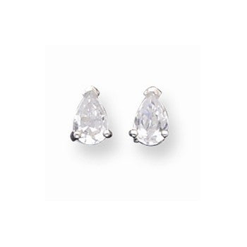 Sterling Silver 4x7 Pear CZ Stud Earrings
