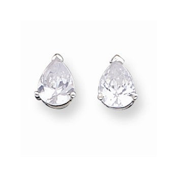 Sterling Silver 6x8mm Pear CZ Stud Earrings