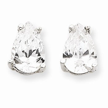Sterling Silver Pear CZ Stud Earrings