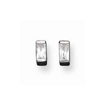 Sterling Silver 2.5x5mm CZ Baguette Stud Earrings