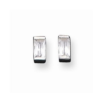 Sterling Silver 3x6mm CZ Baguette Stud Earrings