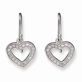 Sterling Silver CZ Heart Earrings