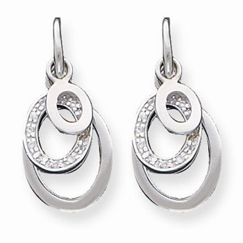 Sterling Silver CZ Oval Earrings