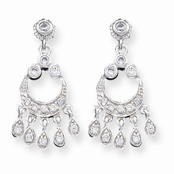Sterling Silver CZ Ch&elier Style Earrings