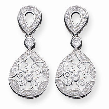Sterling Silver CZ Antique Style Earrings