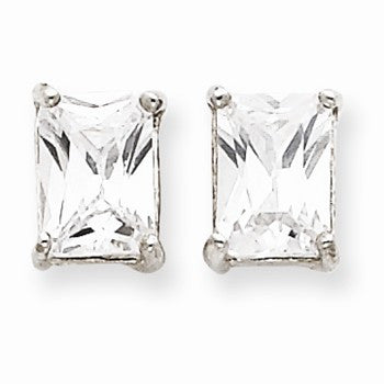 Sterling Silver Emerald CZ Stud Earrings