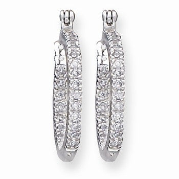 Sterling Silver CZ Hoop Earrings