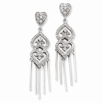 Sterling Silver CZ Heart Earrings