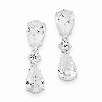 Sterling Silver Dangling CZ Earrings