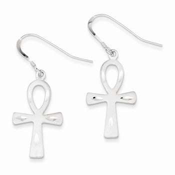 Sterling Silver Egyptian Cross Earrings