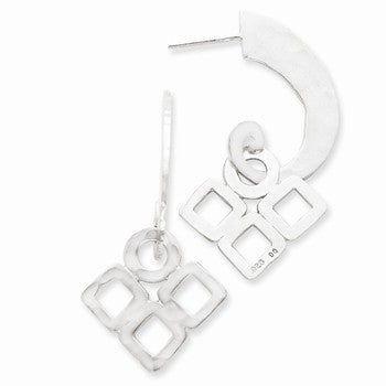 Sterling Silver Geometric Hammered Dangle Swirl Earrings
