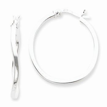 Sterling Silver Wavy 2.25mm Hoop Earrings
