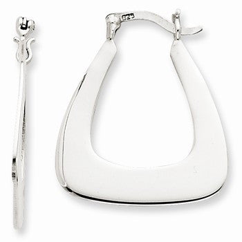 Sterling Silver Flat Triangle Hoop Earrings