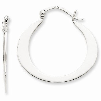 Sterling Silver Flat Oval Hoop Earrings