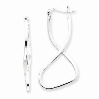 Sterling Silver Twisted Oval Hoop Earrings
