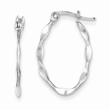 Sterling Silver Twisted Oval Hoop Earrings