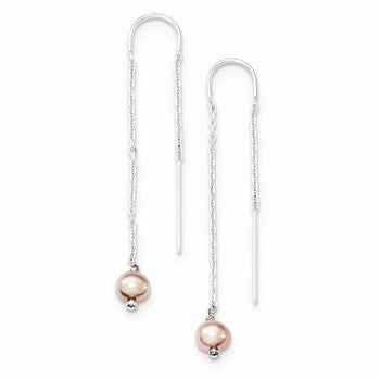 Sterling Silver Pink Freshwater Cultured Pearl Threader Earrings