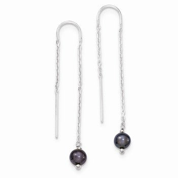 Sterling Silver Peacock Freshwater Cultured Pearl Threader Earrings