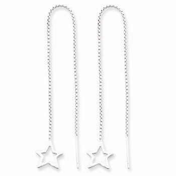 Sterling Silver Cut Out Star Threader Earrings