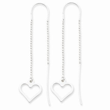 Sterling Silver Heart Threader Earrings