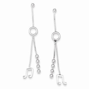 Sterling Silver Music Note with Bead Dangle Earrings