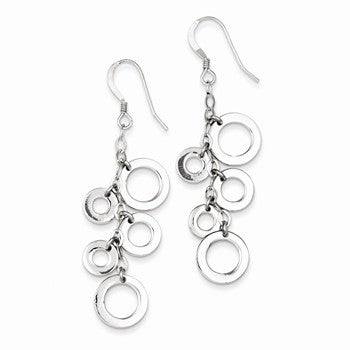 Sterling Silver Multi-Circle Drop Earrings