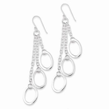 Sterling Silver Oval Dangle Earrings