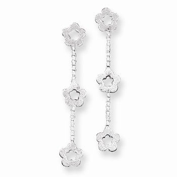 Sterling Silver Flowers Dangle Earrings