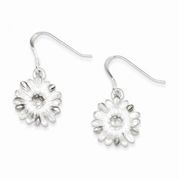 Sterling Silver Diamond-cut Sunflower Wire Earrings