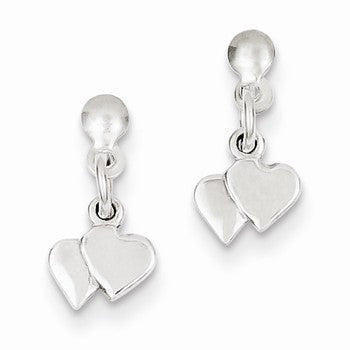 Sterling Silver Dangling Hearts Earrings