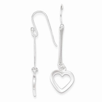 Sterling Silver Dangle Heart Earrings