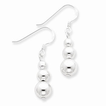 Sterling Silver Graduated Ball Dangle Wire Earrings