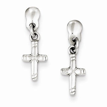 Sterling Silver Dangle Cross Earrings