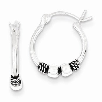 Sterling Silver Antique Fancy Hoop Earrings