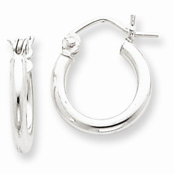 Sterling Silver Rhodium-plated 2mm Hoop Earrings
