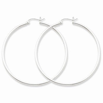 Sterling Silver Rhodium-plated 2mm Hoop Earrings