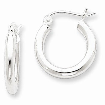 Sterling Silver Rhodium-plated 2.5mm Tube Hoop Earrings